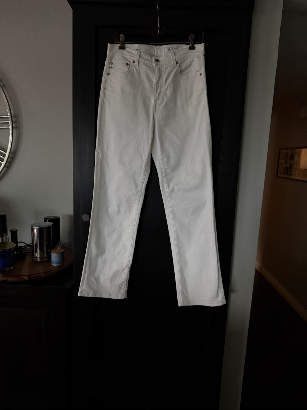 Size 28 AG Brinley Off-White Straight-Leg Jeans